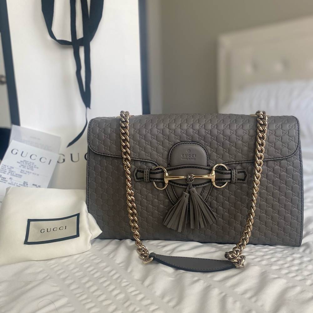 Gucci Emily Calfskin grey purse